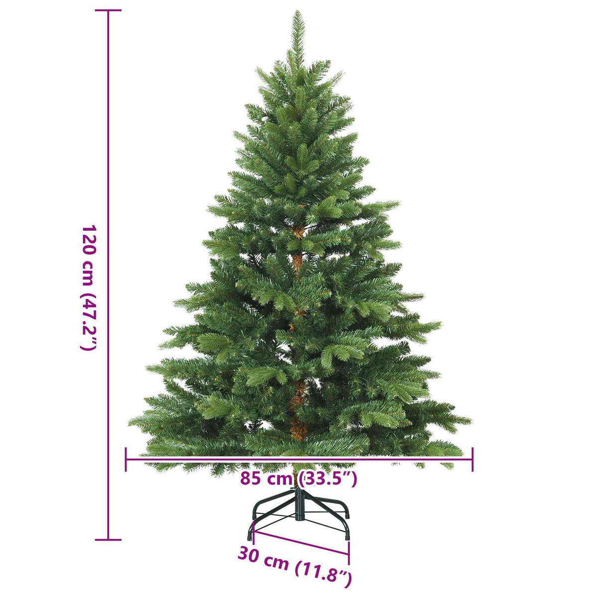 Műanyag Hajtogatós Karácsonyfa Zöld 120 cm PVC, PE és acél