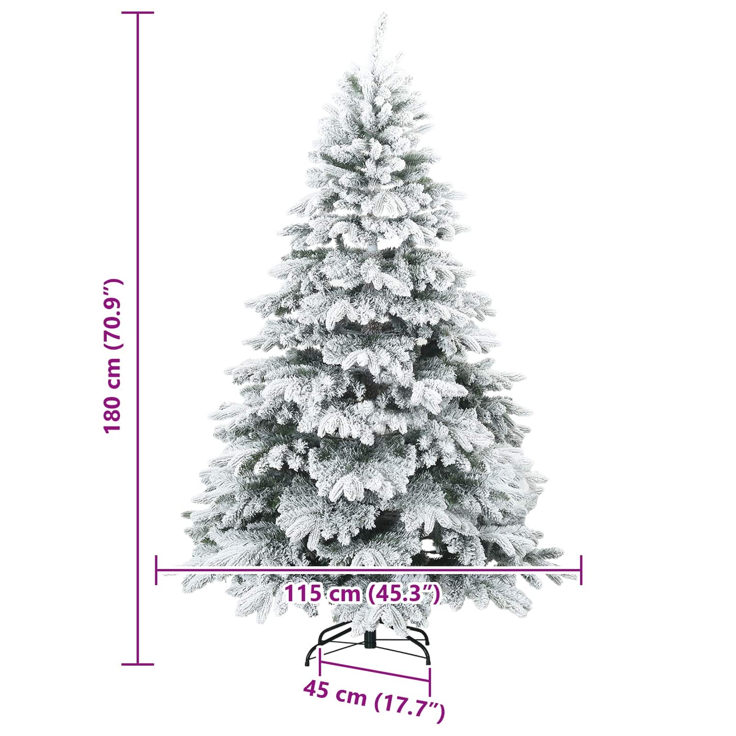 Műanyag Rugalmas Karácsonyfát Havas Flokkal Fehér 180 cm