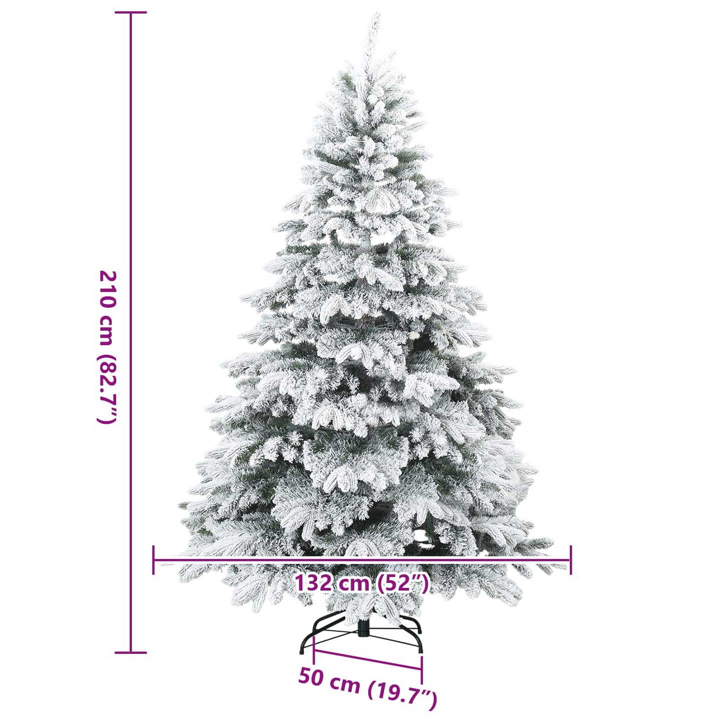 Műanyag Rugalmas Karácsonyfát Havas Flokkal Fehér 210 cm