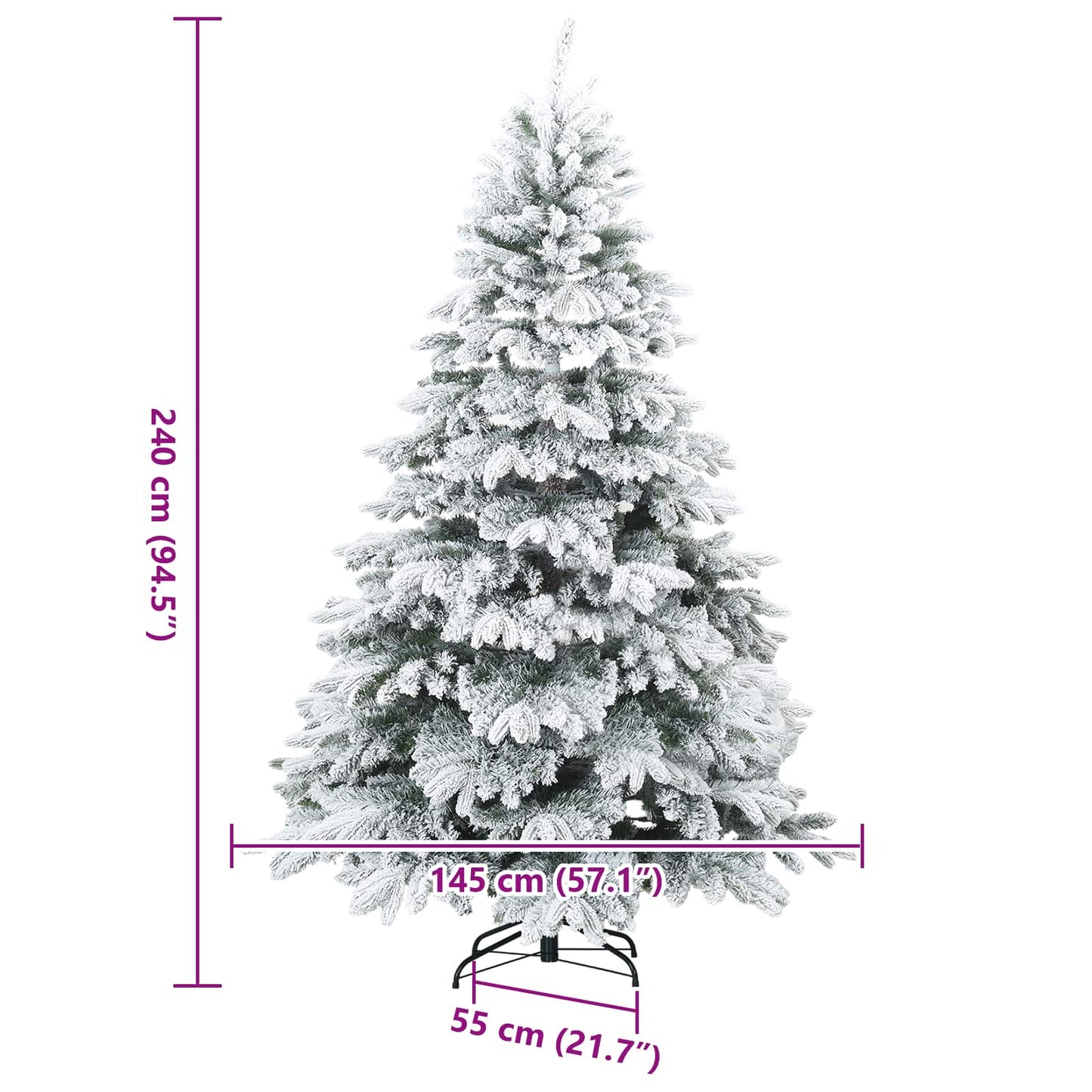 Műanyag Rugalmas Karácsonyfát Havas Flokkal Fehér 240 cm