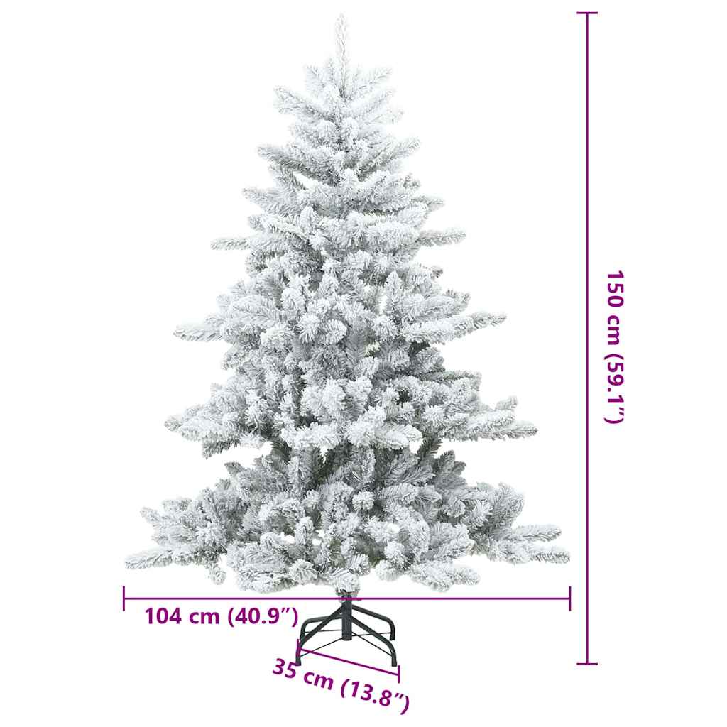 Műanyag Rugalmas Karácsonyfát Havas Flokkal Fehér 150 cm