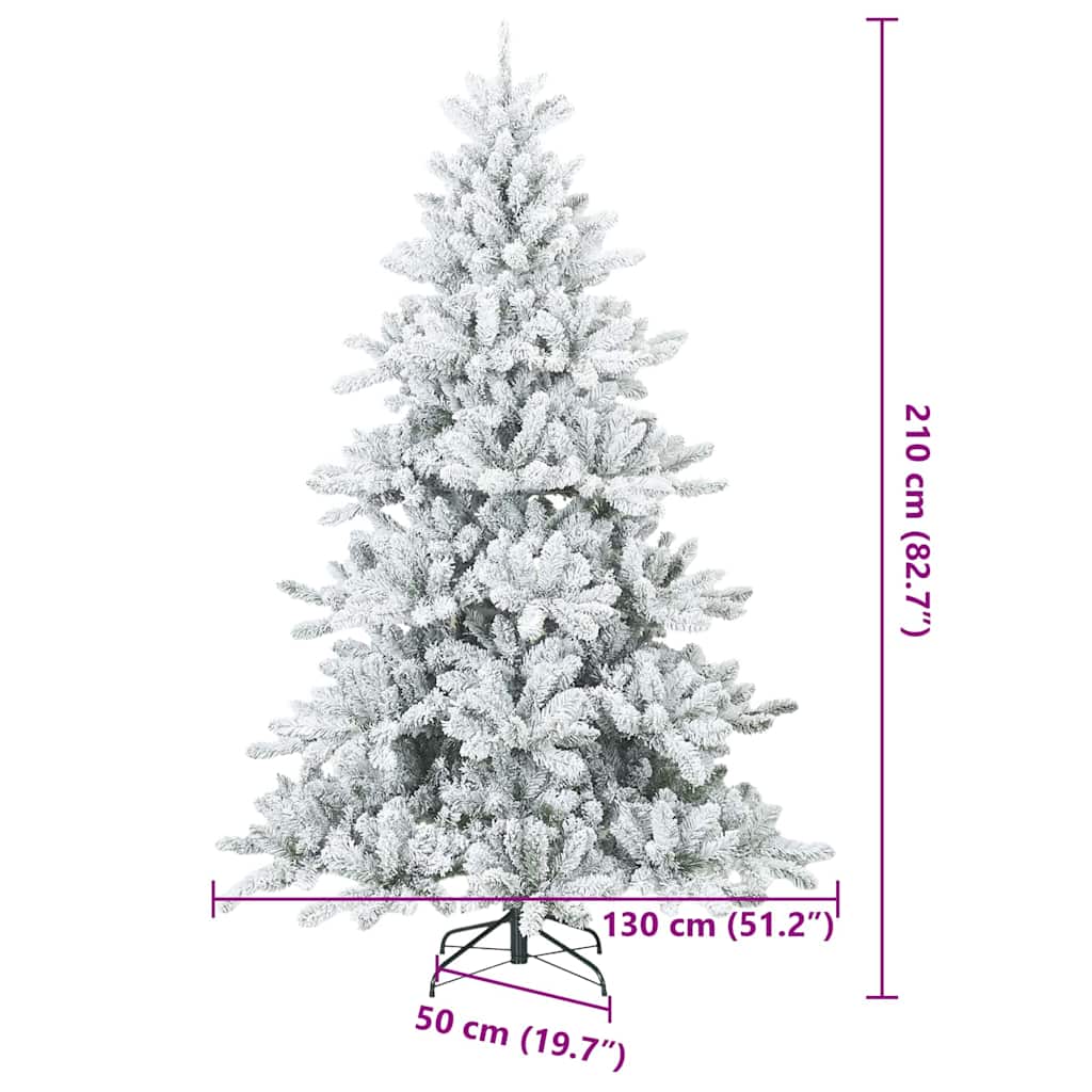 Műanyag Rugalmas Karácsonyfát Havas Flokkal Fehér 210 cm