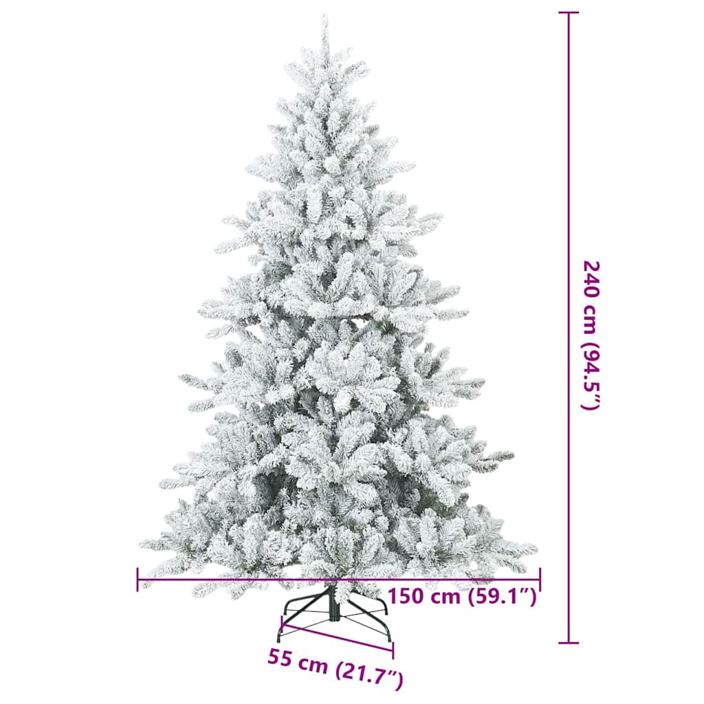 Műanyag Rugalmas Karácsonyfát Havas Flokkal Fehér 240 cm
