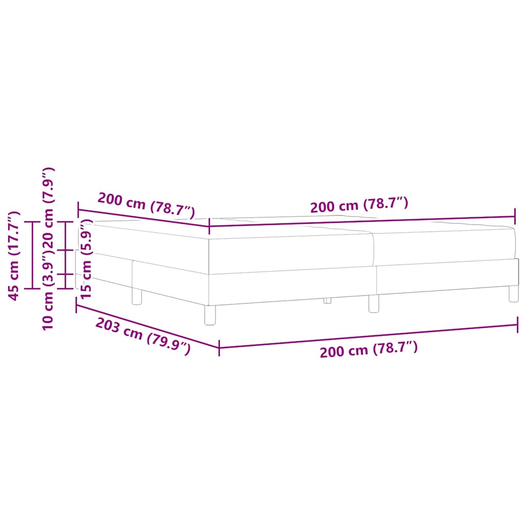 Boxrugós ágy matracmal Fekete 200 x 200 cm szövet