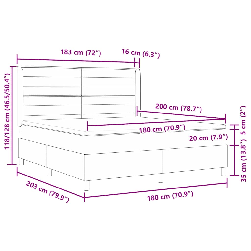 Boxrugós ágy matracmal fejtámlával Kék 180 x 200 cm szövet