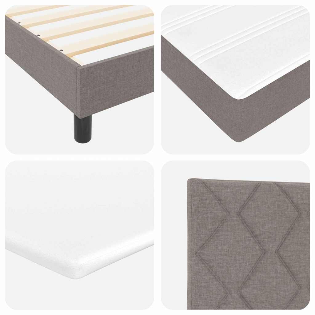 Boxrugós ágy párnával fejtámlával Tópszínű 200 x 200 cm szövet
