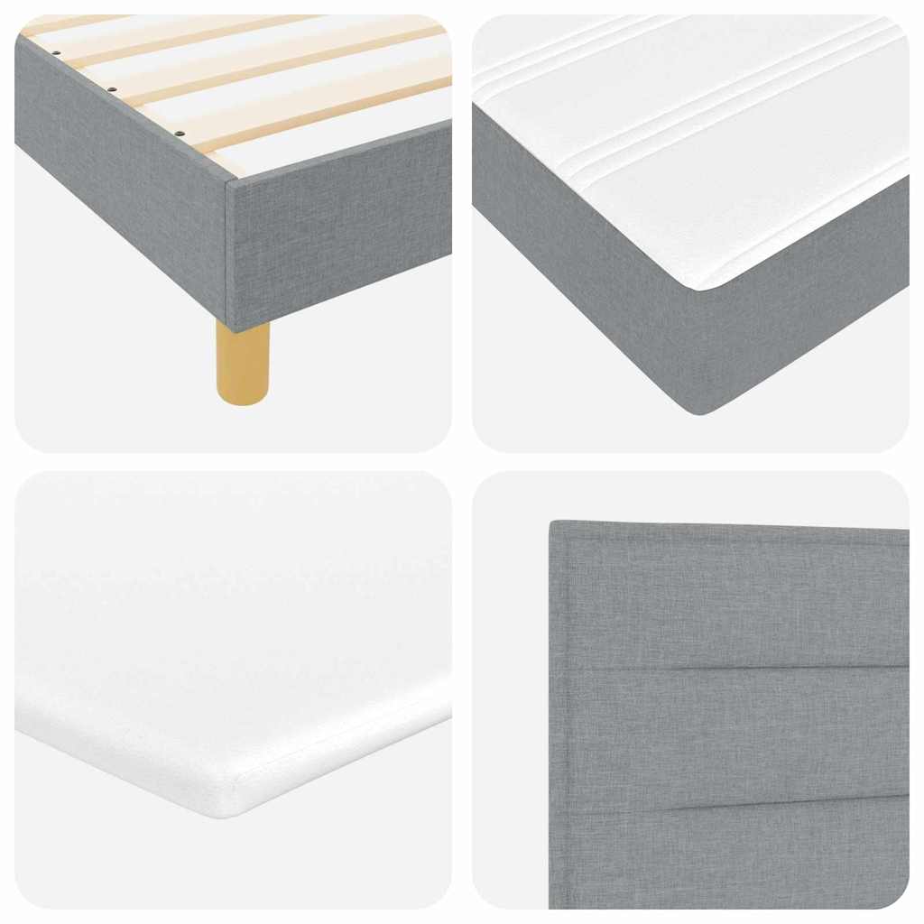 LED Box Spring Ágy párnával Világosszürke 180 x 200 cm szövet