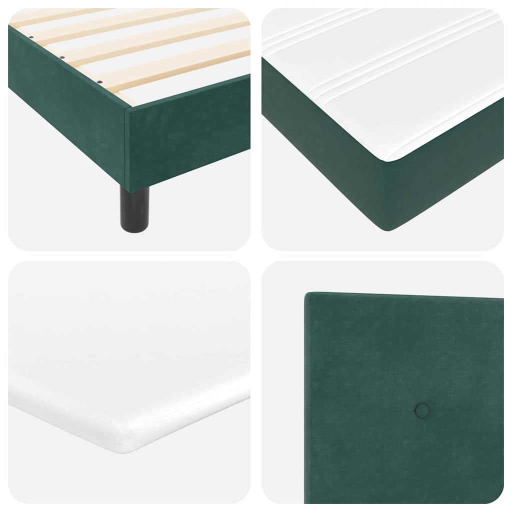LED Box Spring Ágy fejtámlával Sötétzöld 100 x 200 cm Bársony