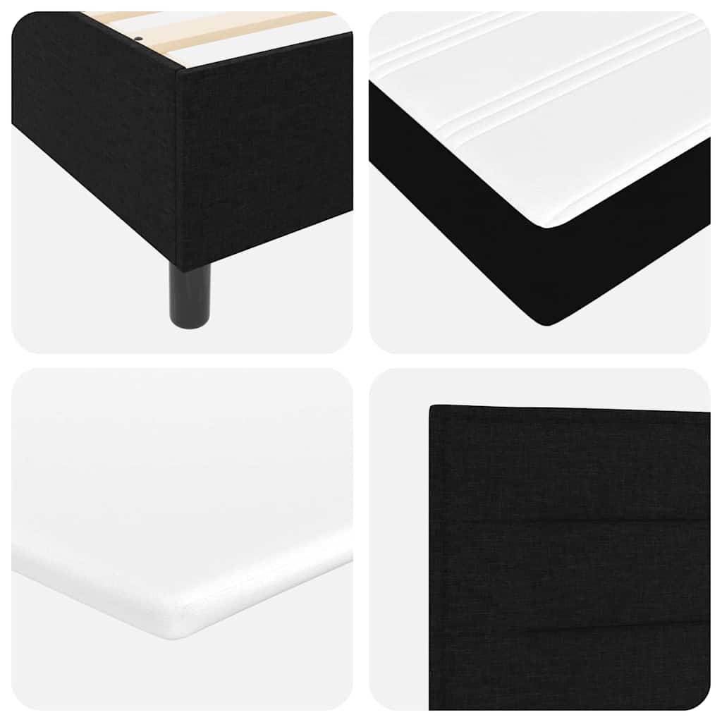 Boxrugós ágy matracmal leddel Fekete 200 x 200 cm szövet