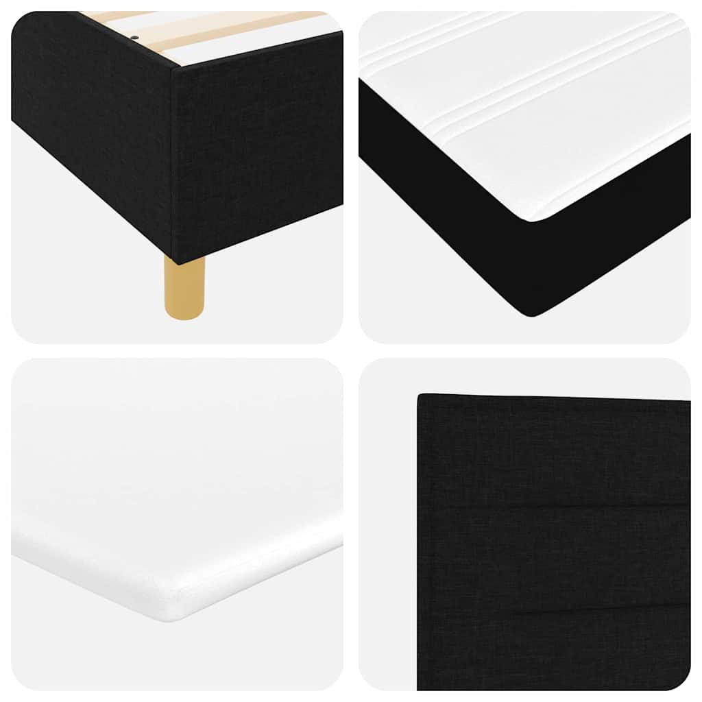 LED Box Spring Ágy fejtámlával Fekete 120 x 200 cm szövet