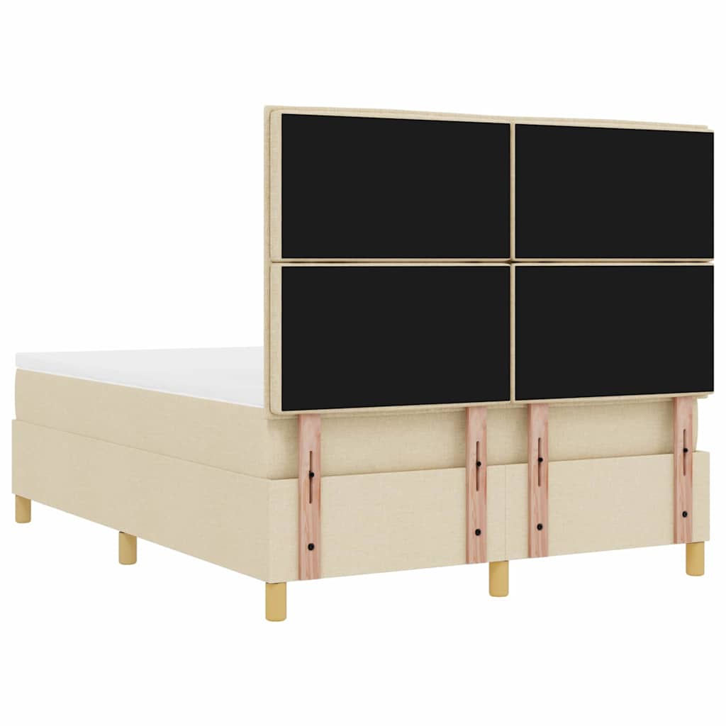 Boxrugós ágy fejtámlával Krém 200 x 140 cm szövet