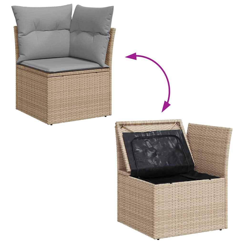 Kerti Kanapé Szett tárolóval 6 pcs Bézs polirattan