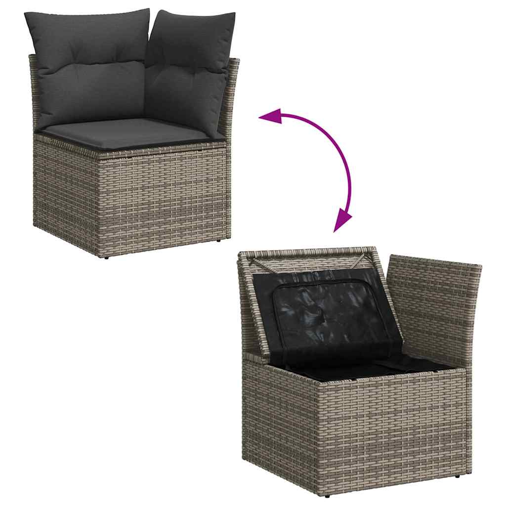 Kerti Kanapé Szett tárolóval 7 pcs Szürke Poli rattan