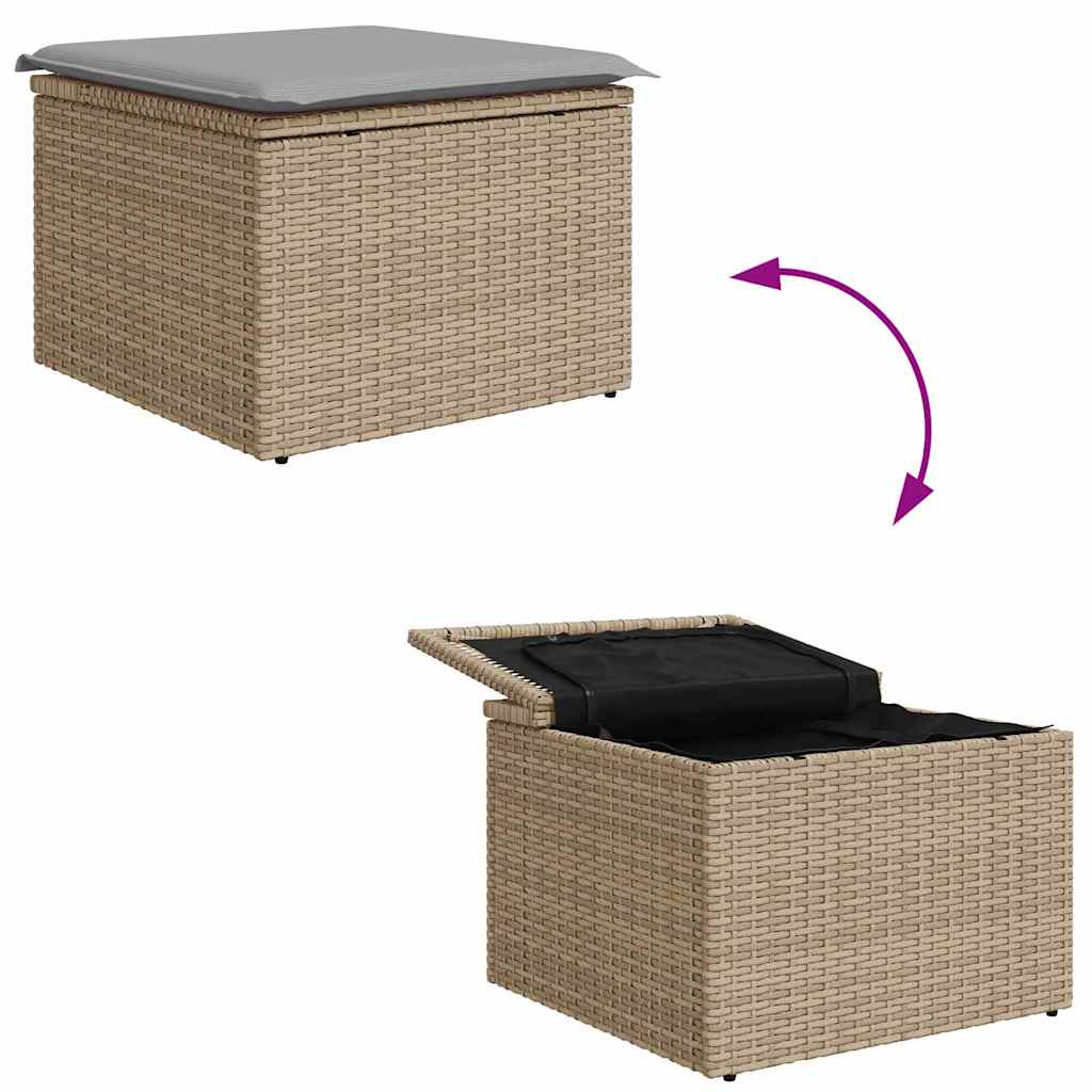 Kerti Kanapé Szett 6 pcs bézs és világosszürke Poli rattan