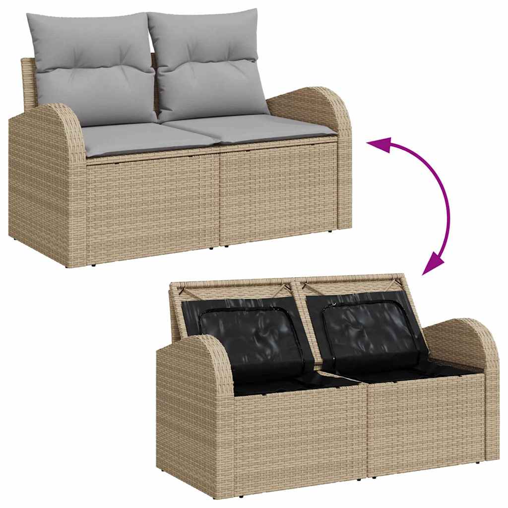 Kerti Kanapé Szett 10 pcs Beige és Világosszürke polirattan
