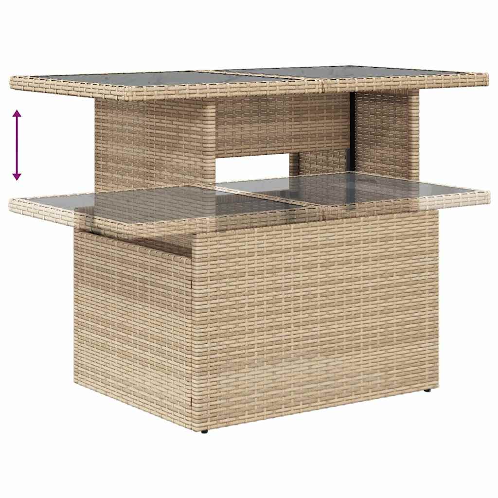 Kerti Kanapé Szett párnával tárolóval 8 pcs Bézs Poli rattan