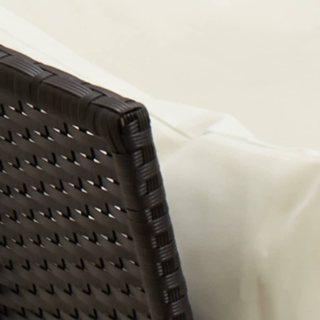 3 részes fekete polyrattan kerti ülőgarnitúra párnával