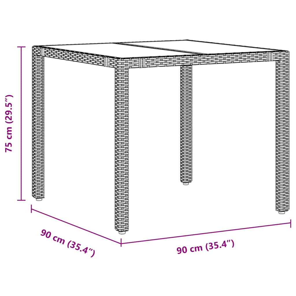 Kert étkező szett 5 pcs Fekete polirattan