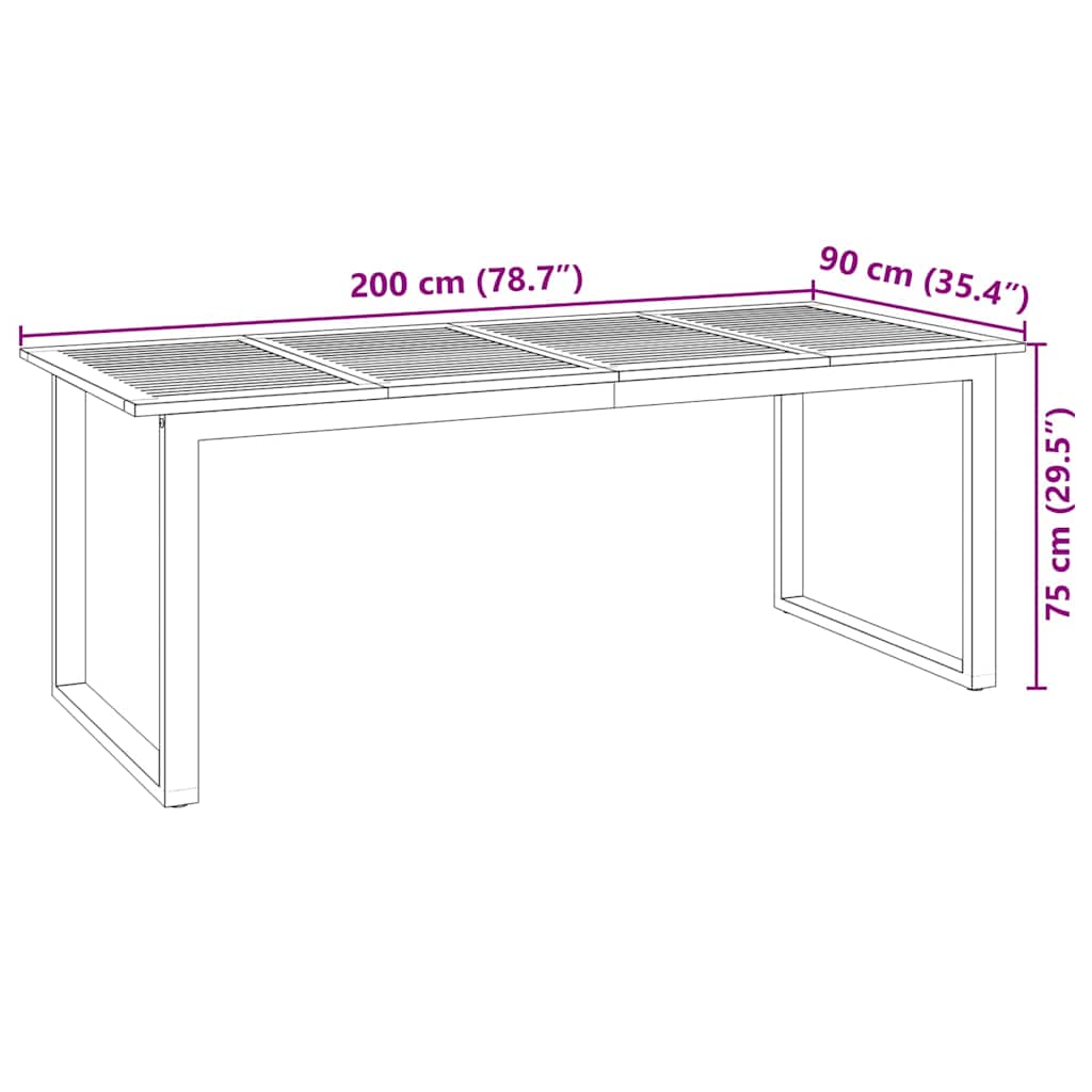 Kert étkező szett 7 pcs Fekete Tömör Akácfa