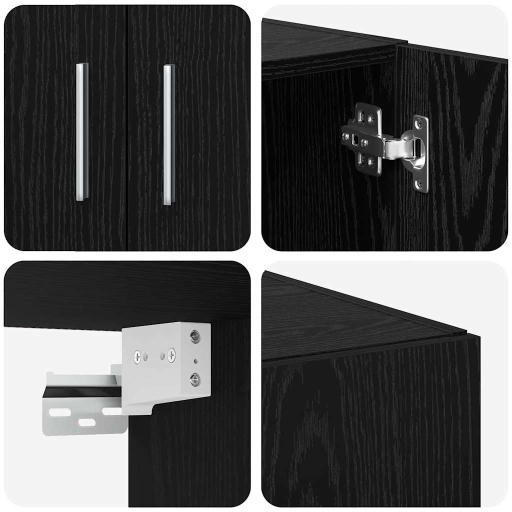 Tárolószekrény 2 pcs Fekete tölgy 70 x 42,5 x 185 cm