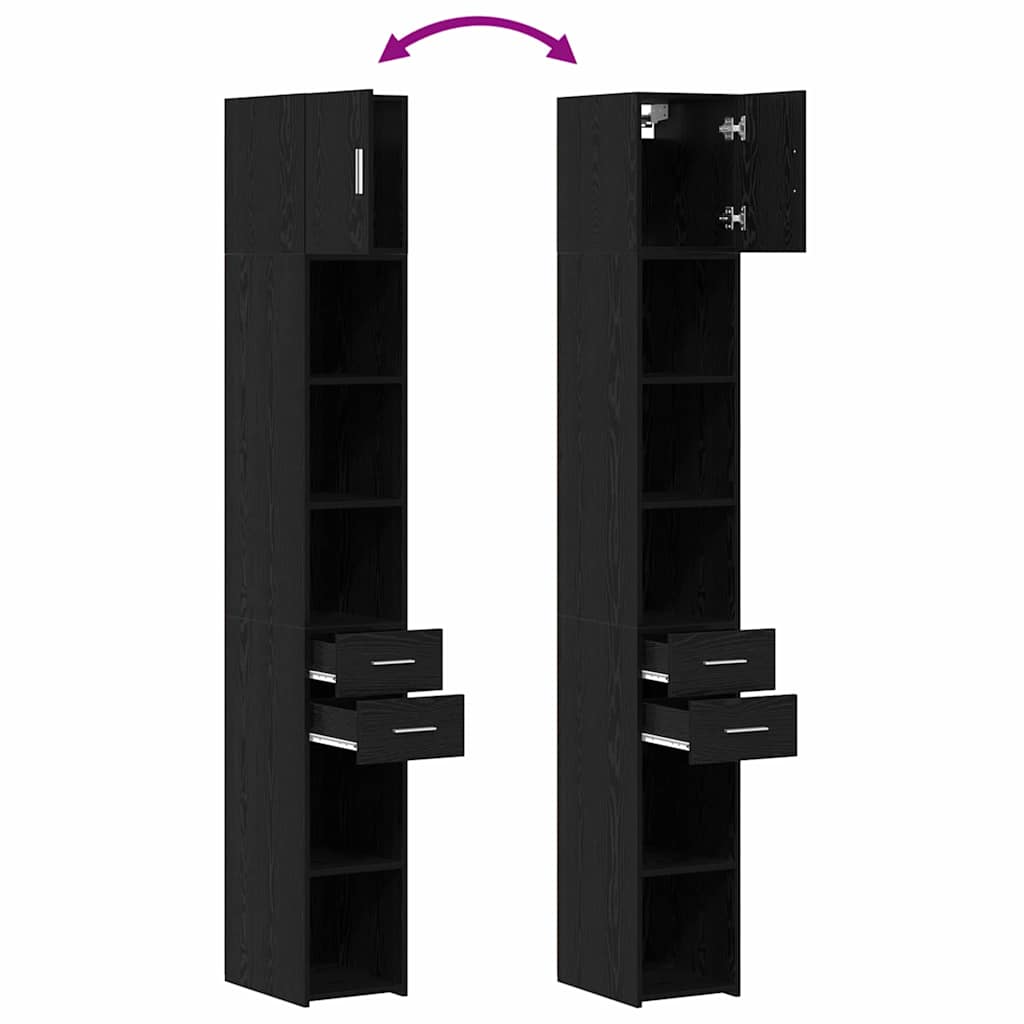 Tárolószekrény fiókkal 2 pcs Fekete tölgy 30 x 42,5 x 225 cm