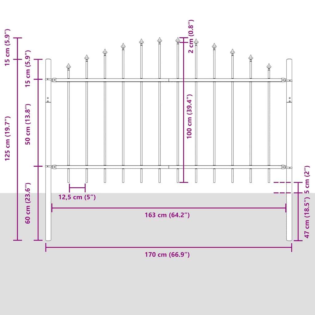 Kerti Kerítés 7 pcs Fehér 170 x 140 cm Porszórt acél