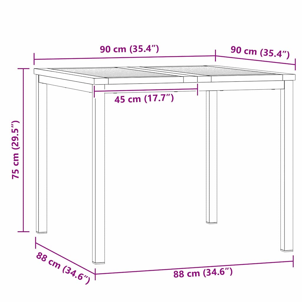 Kert étkező szett 3 pcs Szilárd akácfa és rozsdamentes acél