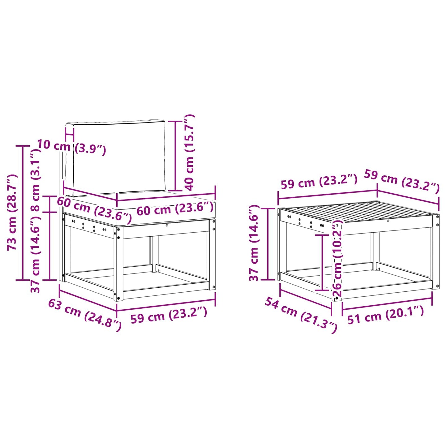 Kültéri kanapé szett párnával 7 pcs Természetes és antracit