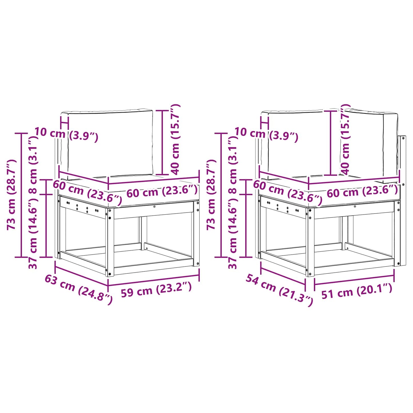 Kültéri kanapé szett párnával 4 pcs Természetes és krémszínű