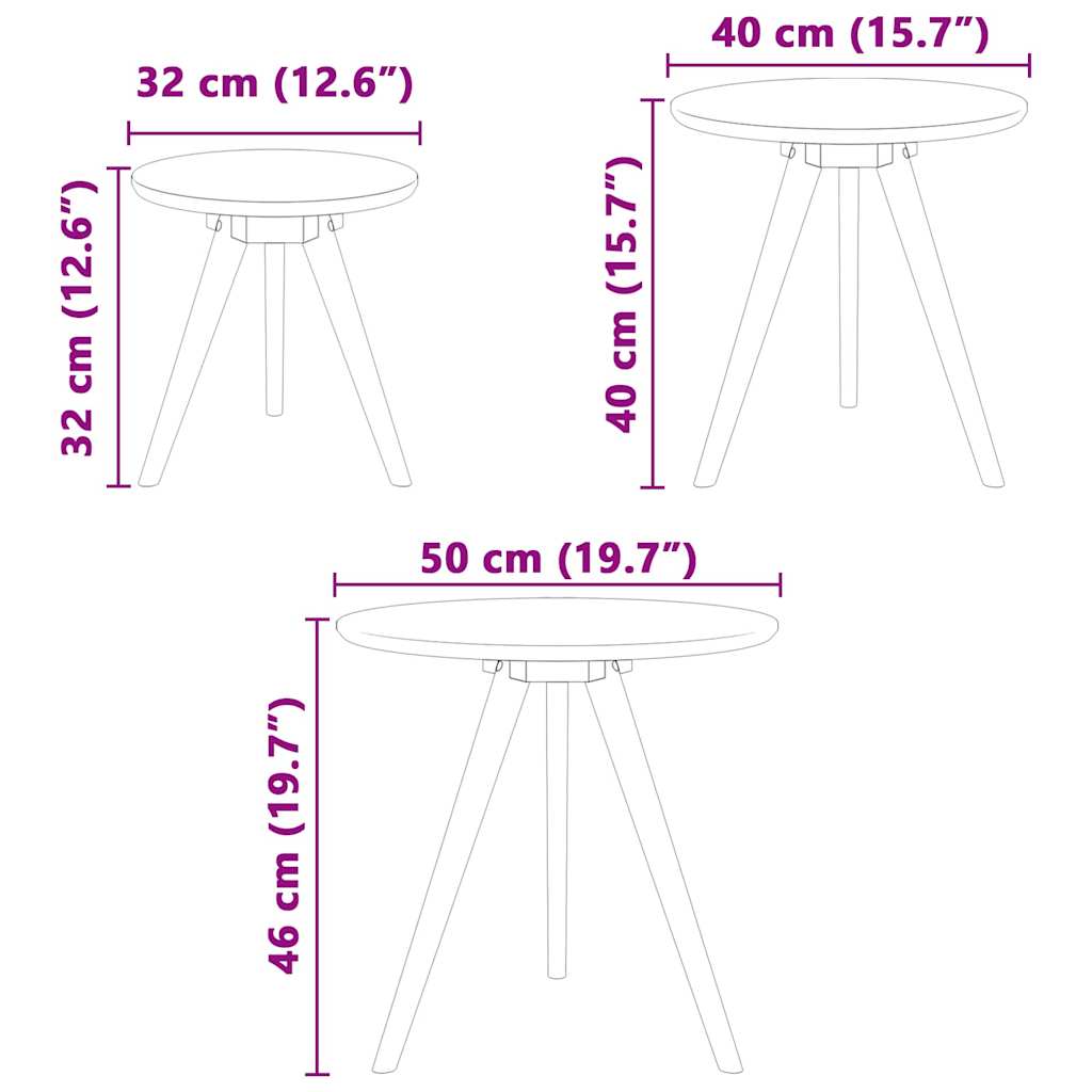 Dohányzóasztal 3 pcs Barna Masszív diófa