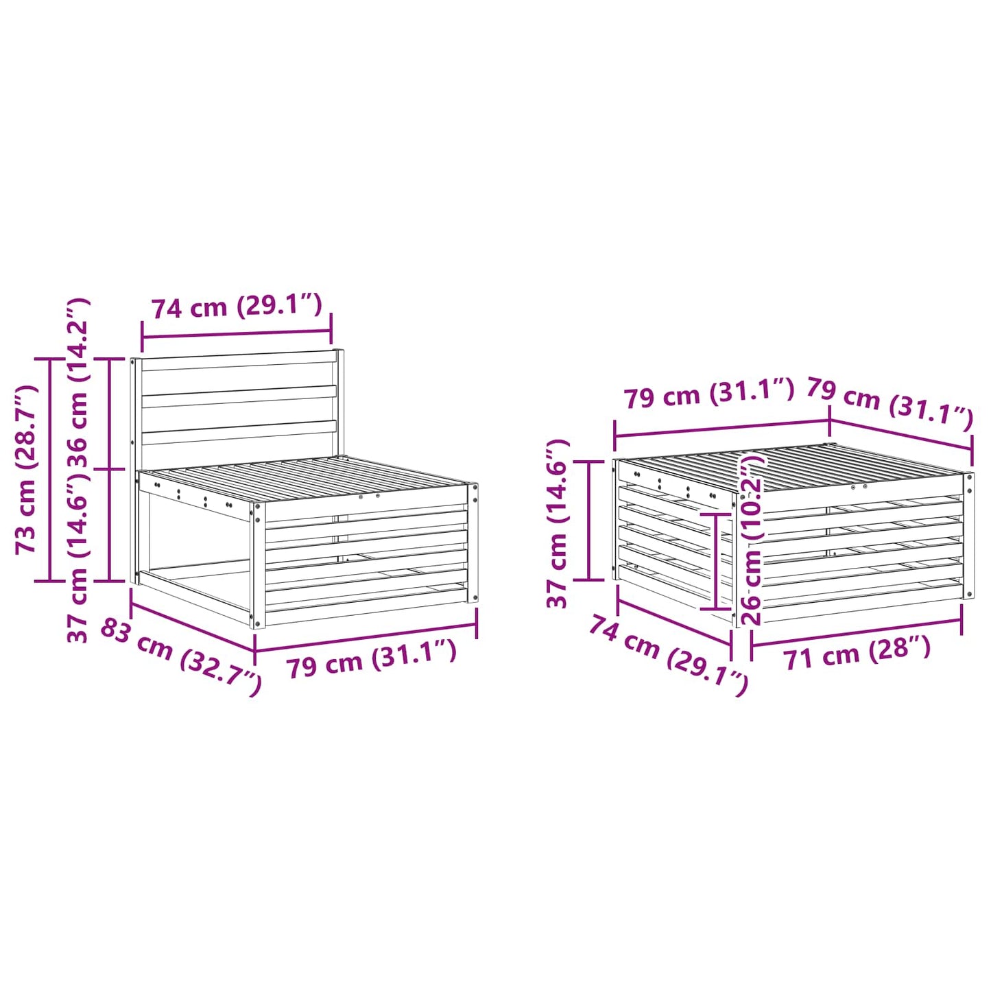 Kültéri kanapé szett 8 pcs Természetes Tömör Akácfa