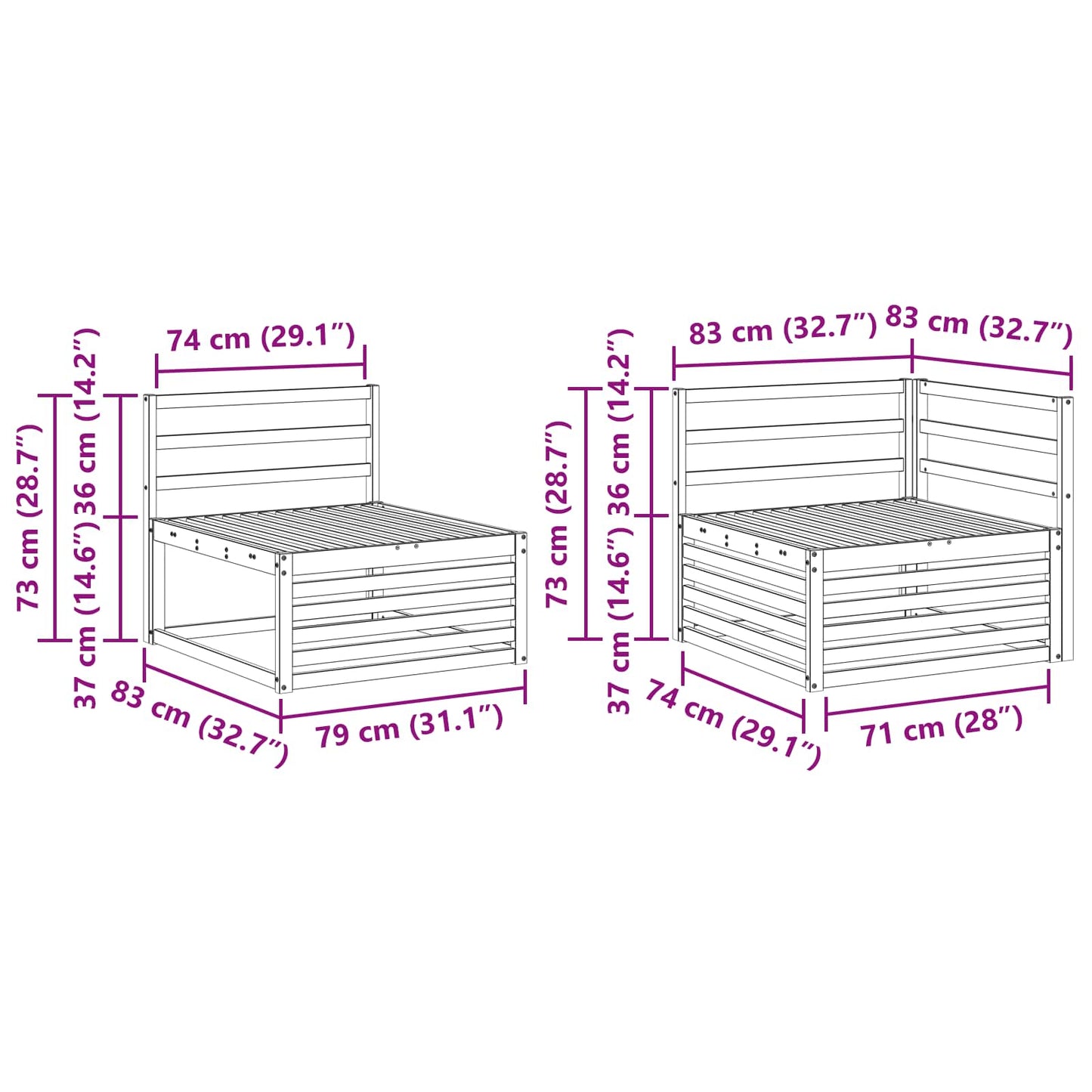Kültéri kanapé szett 4 pcs Természetes Tömör Akácfa