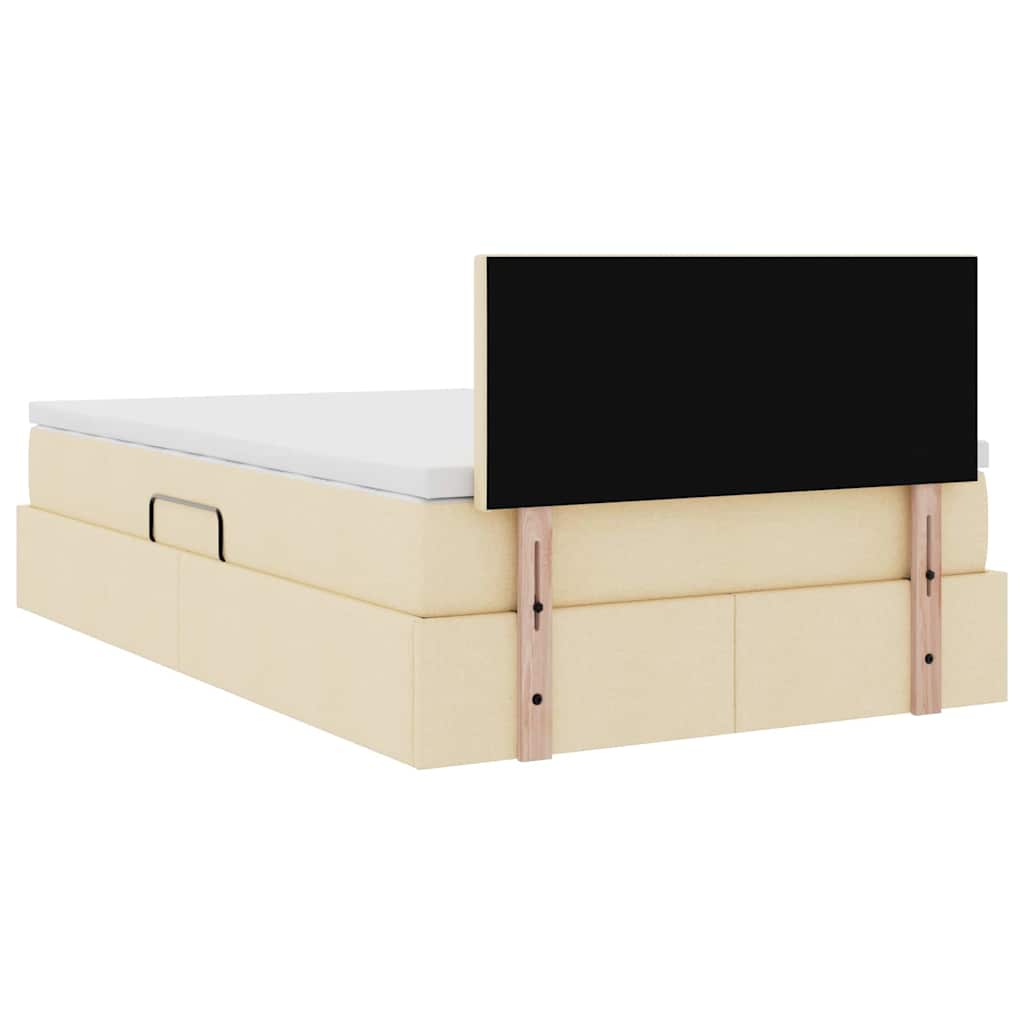Ágy tárolóval és matraccal Krém 120 x 190 cm Bársony