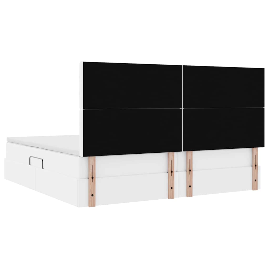 Tárolós Ágy fejtámlával Tiszta Fehér 200 x 200 cm Műbőr