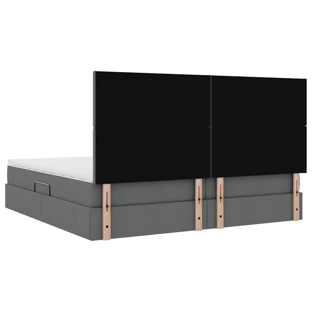 Ágy tárolóval és matraccal Sötétszürke 200 x 200 cm szövet