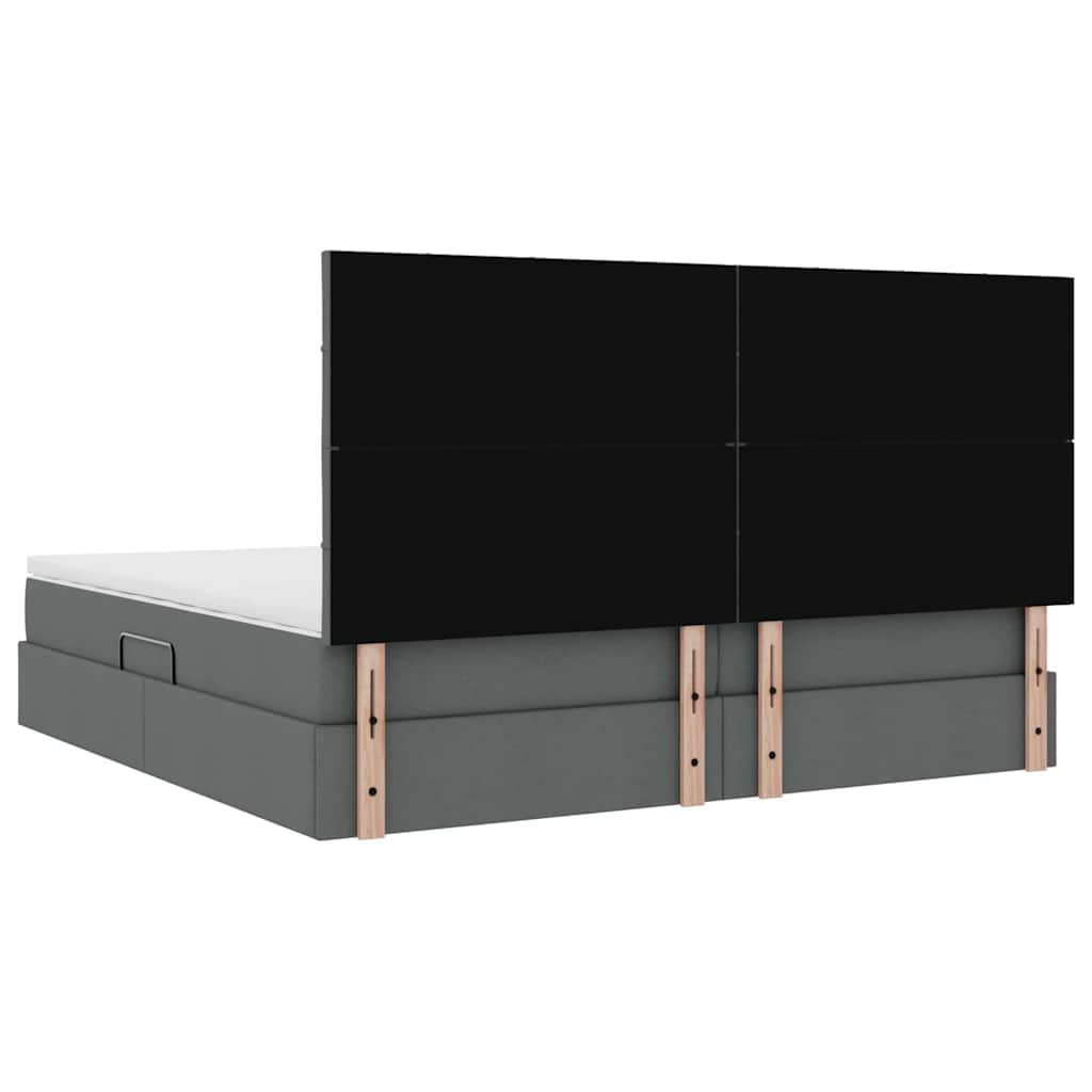 Ágy tárolóval és matraccal Sötétszürke 200 x 200 cm szövet