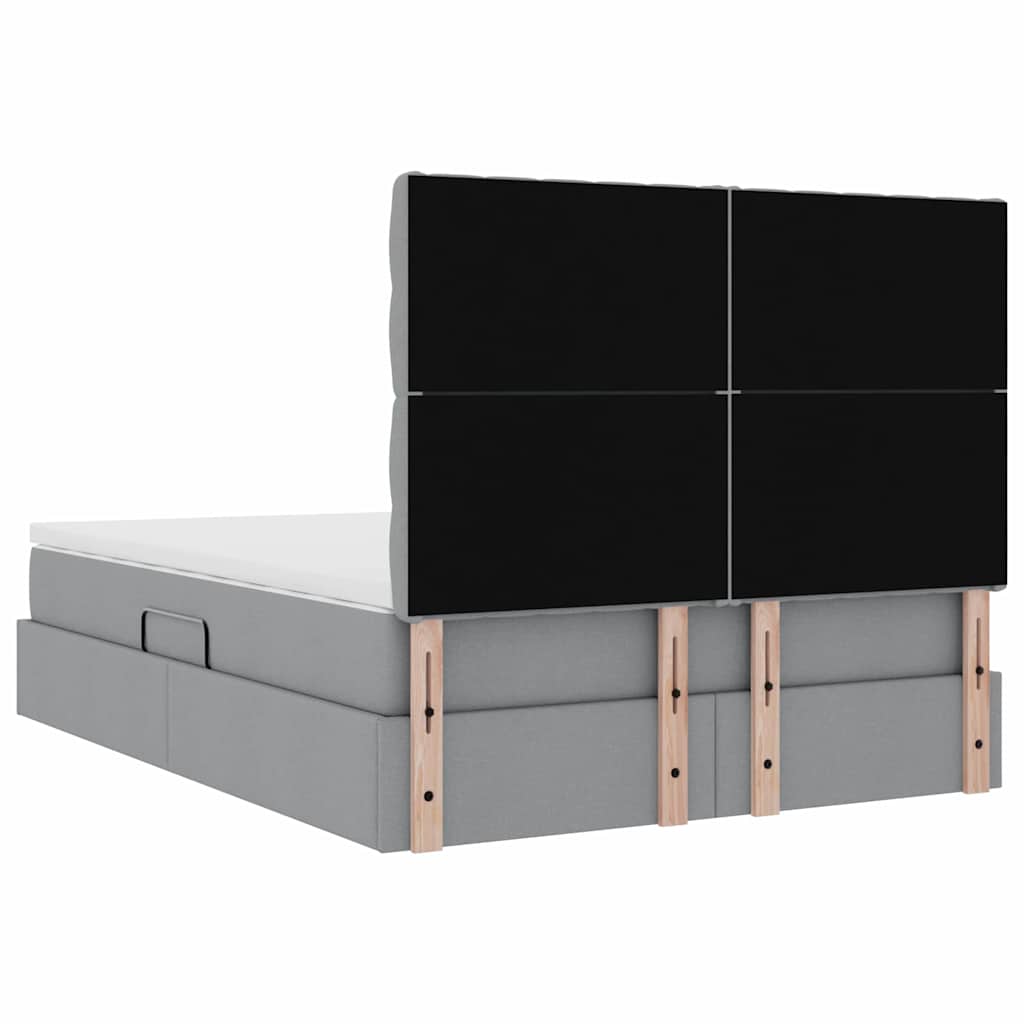 Ágy tárolóval és matraccal Világosszürke 140 x 200 cm szövet
