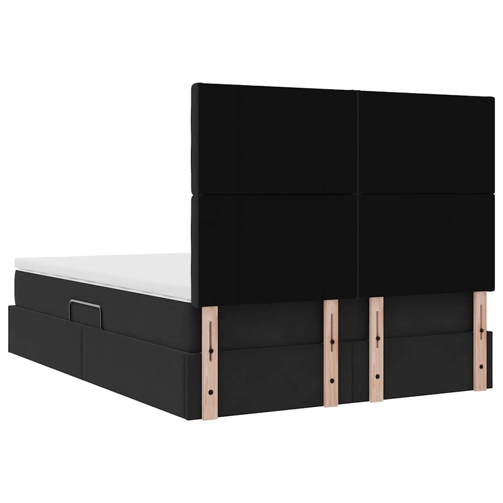 Ágy tárolóval és matraccal Fekete 140 x 200 cm Bársony