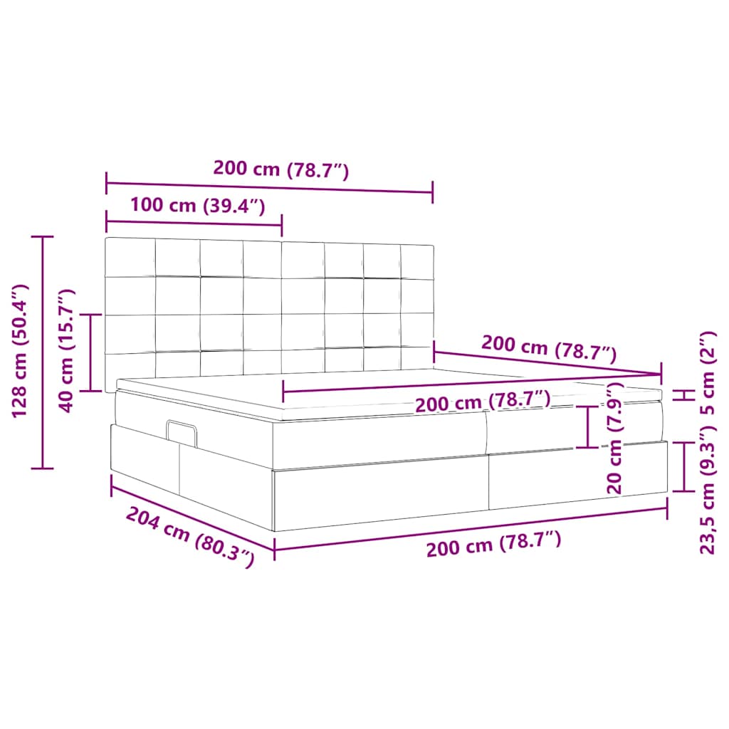 LED tárolós ágy matraccal Sötét kék 200 x 200 cm Bársony