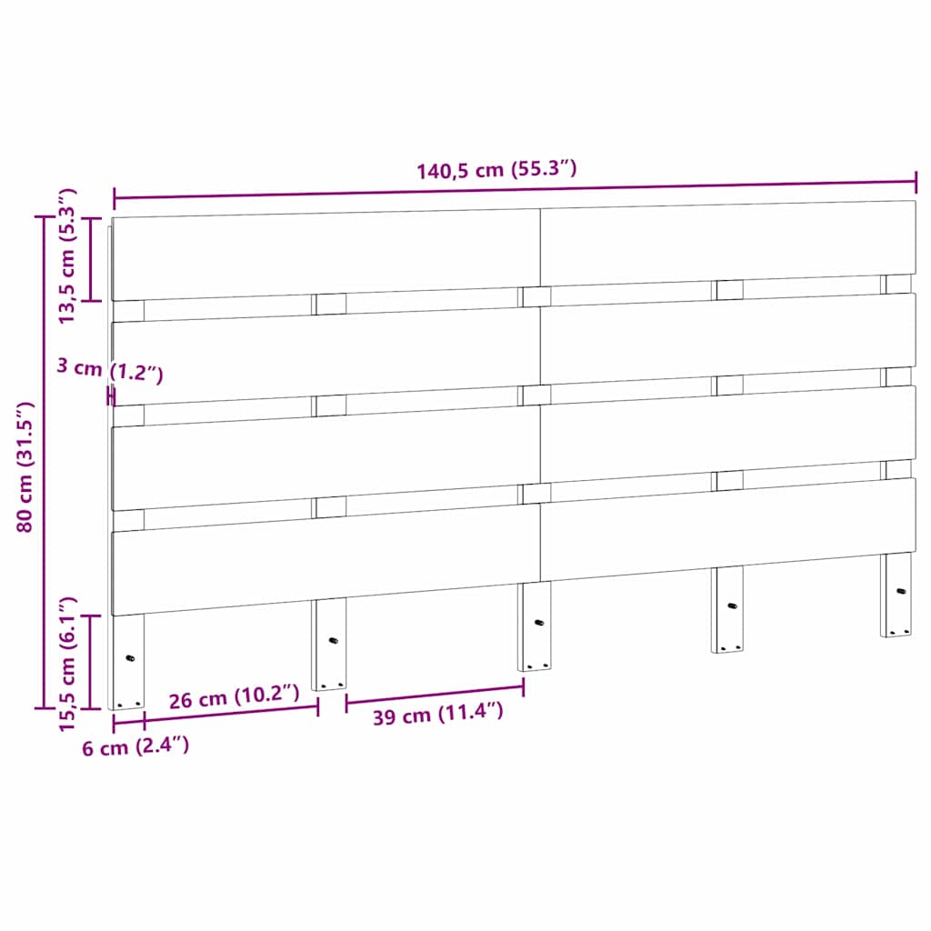 Fejtámla fejtámlával Barna 140,5 x 3 x 80 cm Tömör fenyőfa