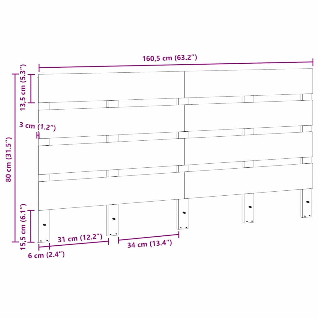 Fejtámla Faggyú barna 160,5 x 3 x 80 cm Tömör fenyőfa