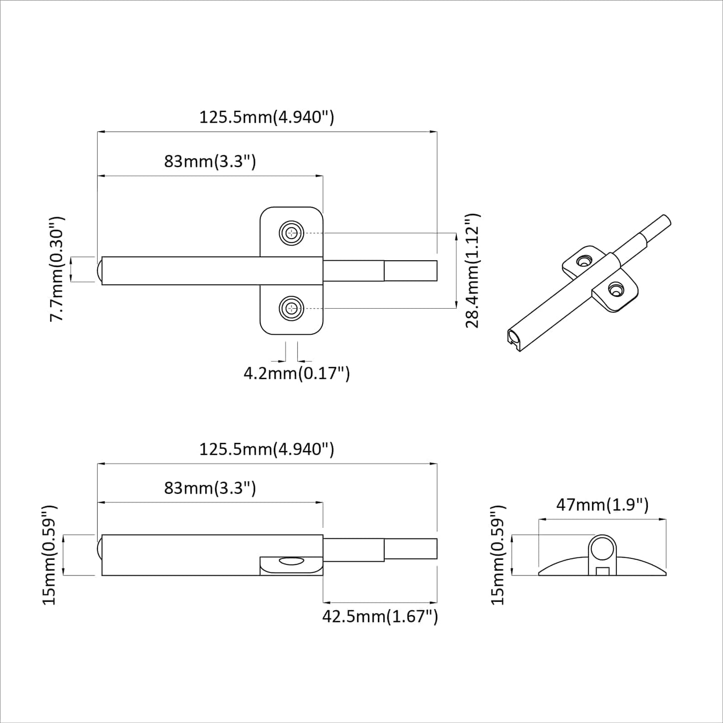 Lágy záródású lengéscsillapító 2 pcs Szürke 125 x 47 x 15 mm PP
