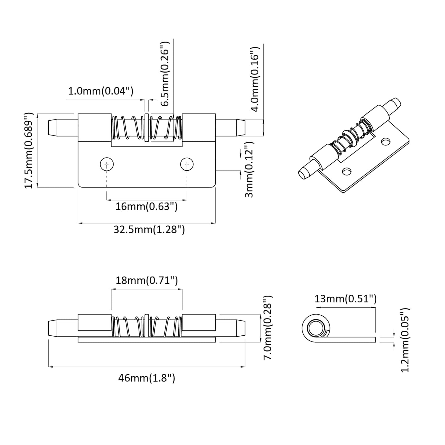Zár 2 pcs Ezüst 46 x 17 x 1,2 mm Acél