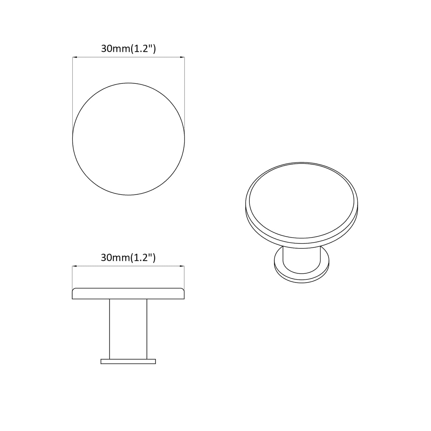 Fogantyú 2 pcs Fekete Ø30 mm Alumínium