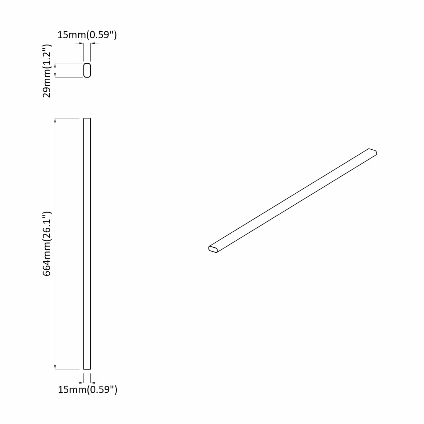 Szekrény rúd 12 pcs Ezüst 664 x 15 x 29 mm Alumínium ötvözet