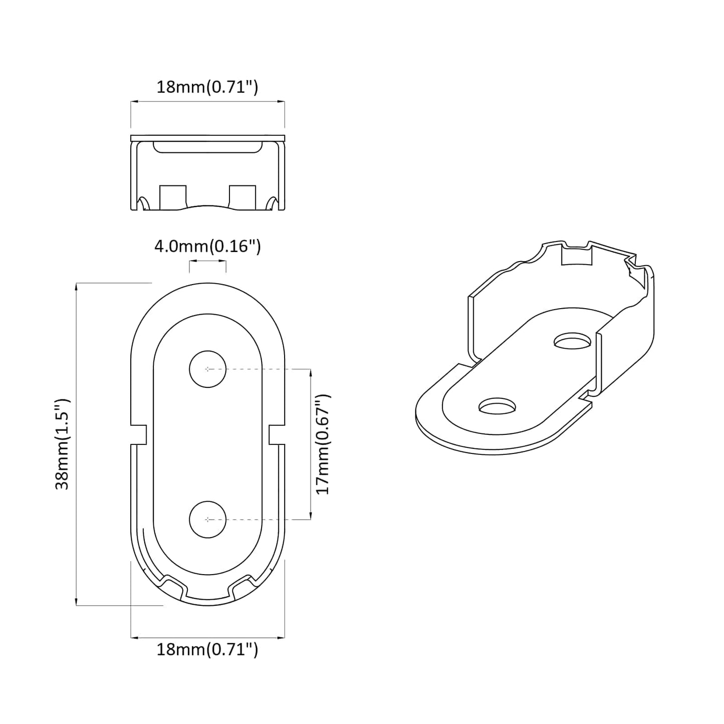 Szekrény rúd tartó 2 pcs Fehér Cink 40 x 18 x 10 mm Vas