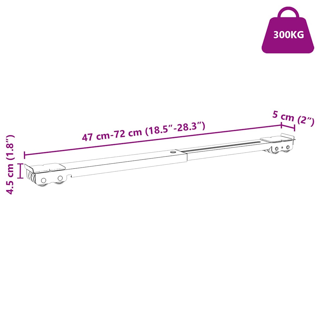 Mosógépállvány 2 pcs Fekete 72 x 5 x 4,5 cm Rozsdamentes acél