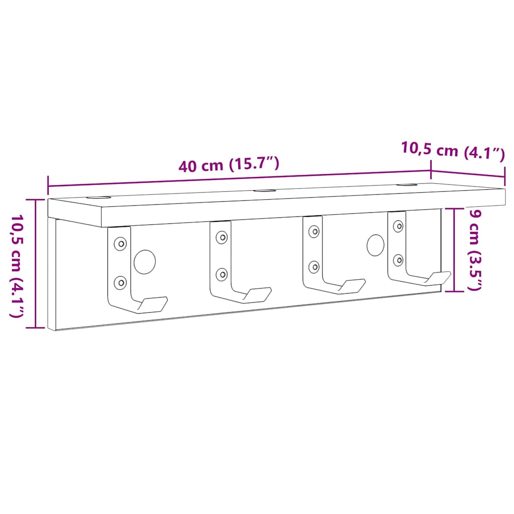 Fali Kabáthorog Sonoma tölgy 40 x 10,5 x 10,5 cm Faanyag