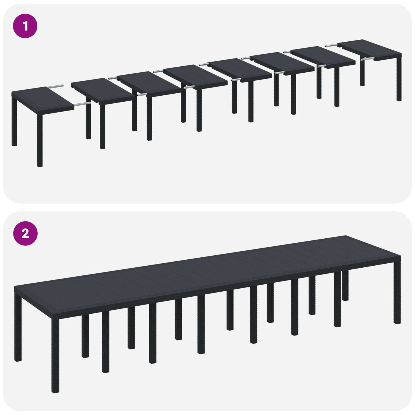 Kerti Asztal Antracit 400 x 100 x 73 cm polirattan