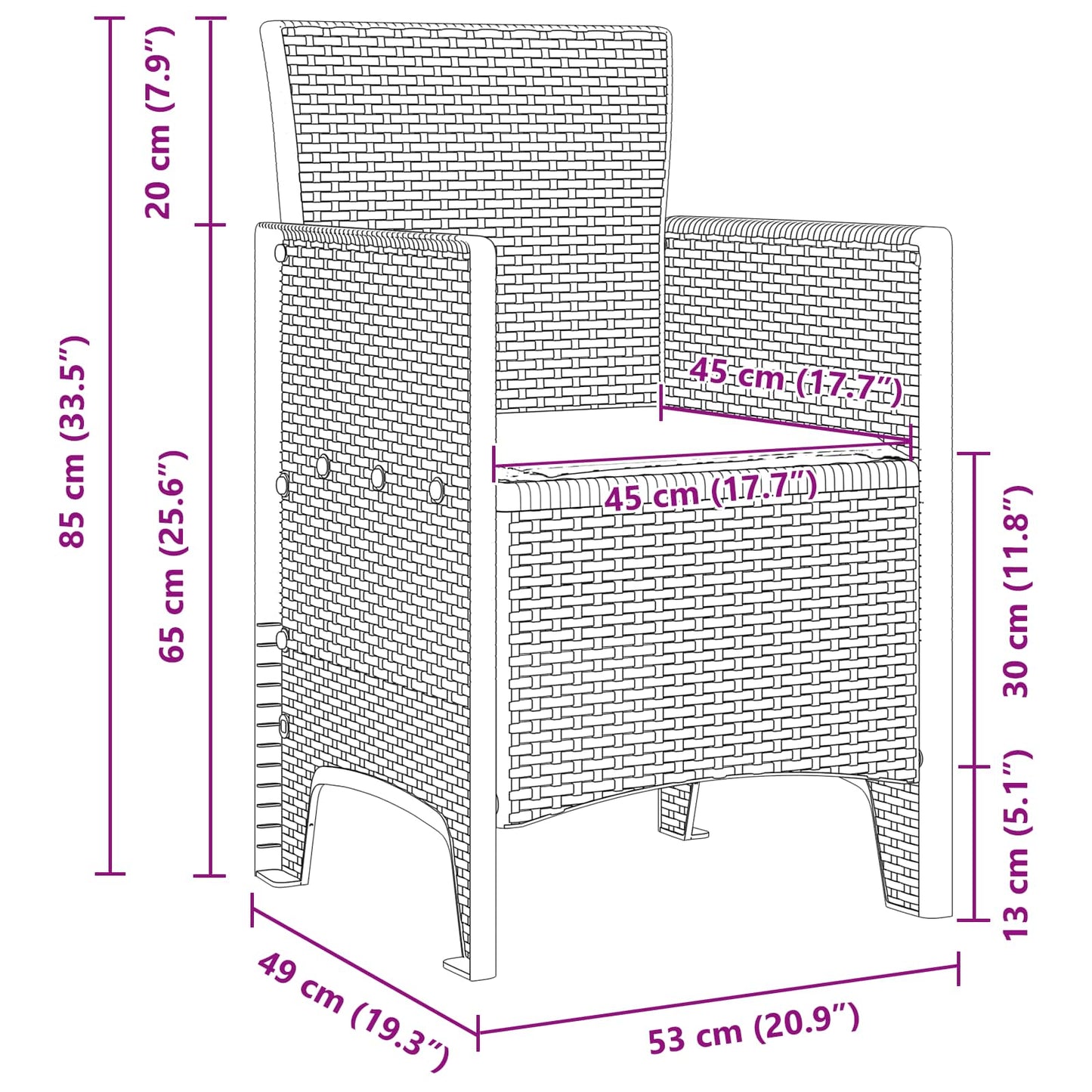 Kert étkező szett 5 db Antracit Polt rattan